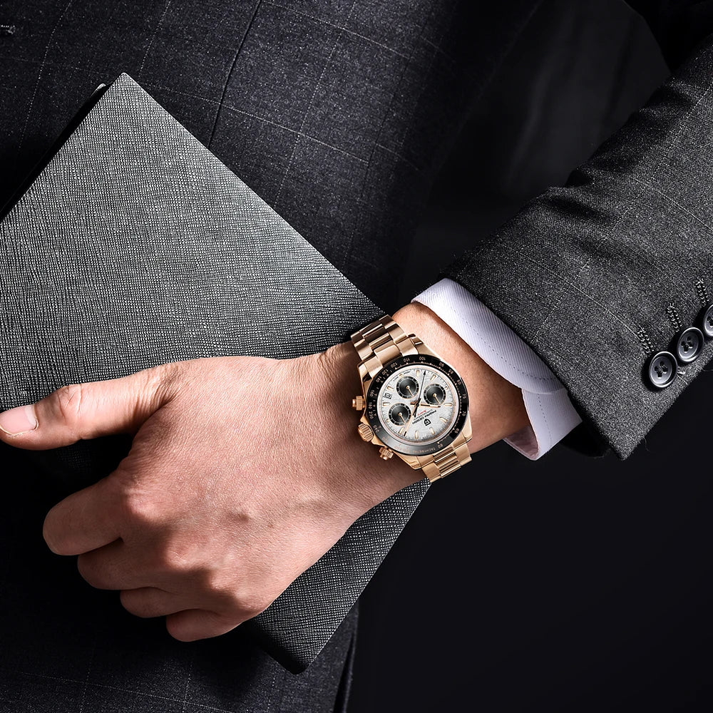 Elegant Meteorite Dial Men’s Quartz Watch — A Celestial Statement in Every Shade
