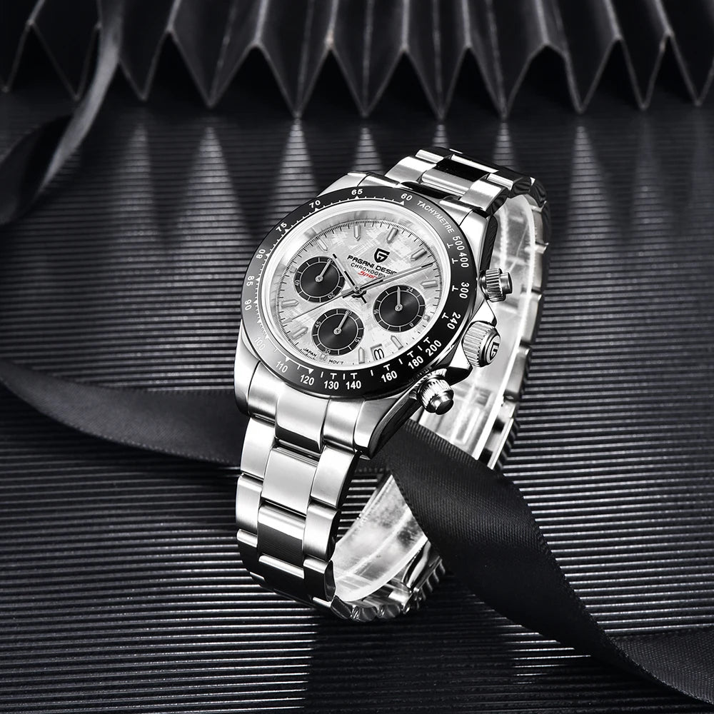 Elegant Meteorite Dial Men’s Quartz Watch — A Celestial Statement in Every Shade
