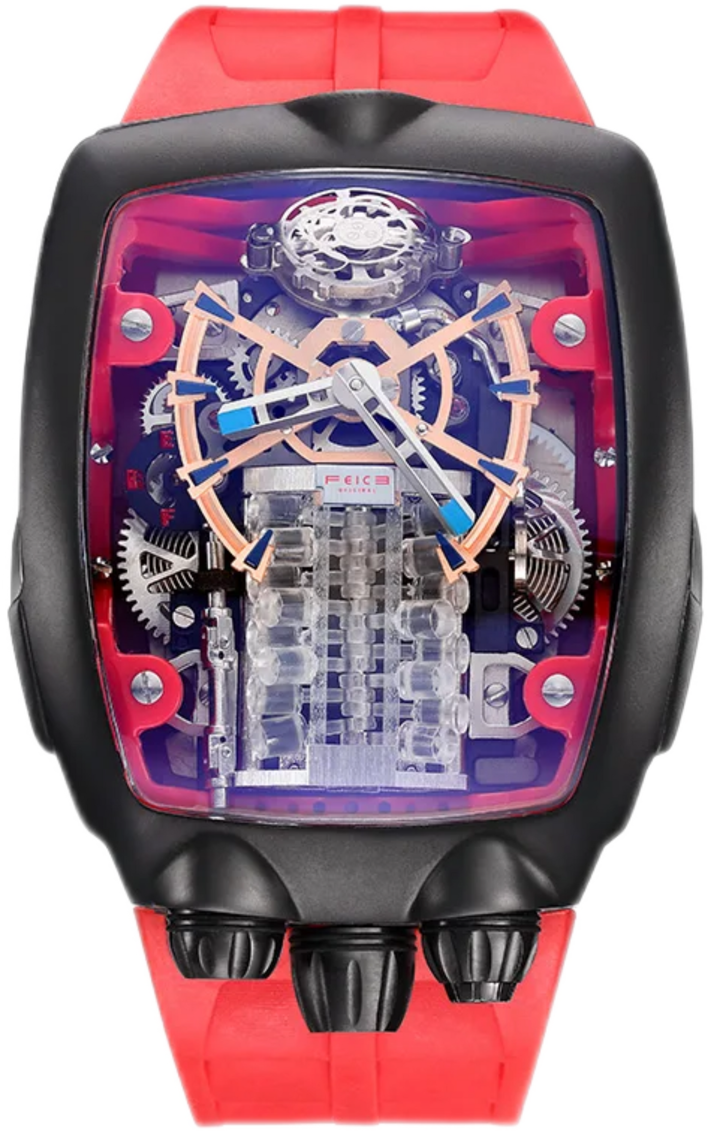 Red Supercar Mechanical Watch Inspired by Car Engine