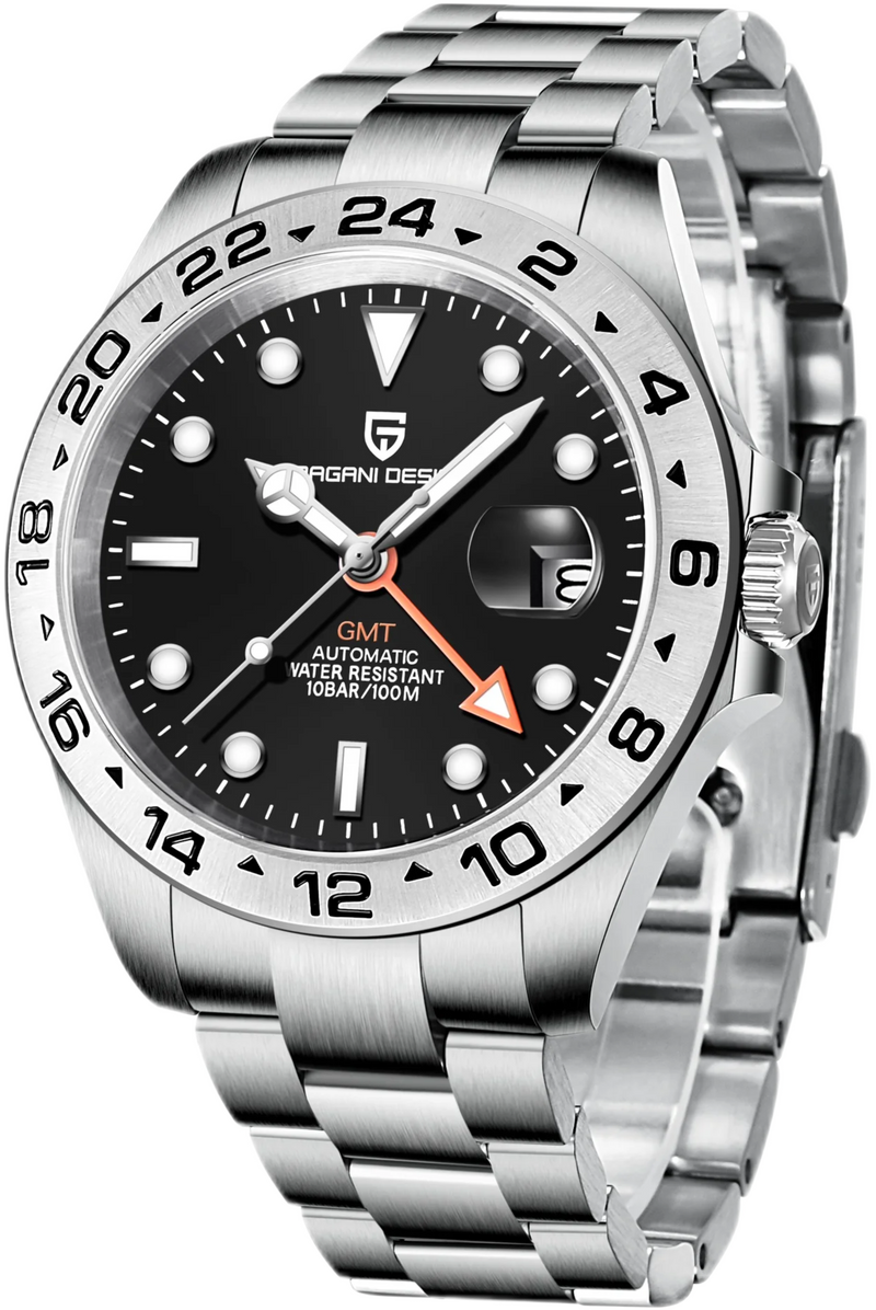 Luxury watch — Eclipse Silver — Timeless Black & Silver — Premium Steel — Swiss Automatic
