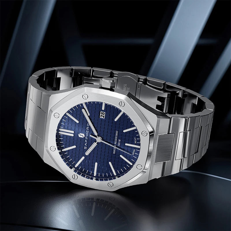 Luxury watch — SAPPHERO Men’s Timepiece — Premium Steel — Swiss Automatic
