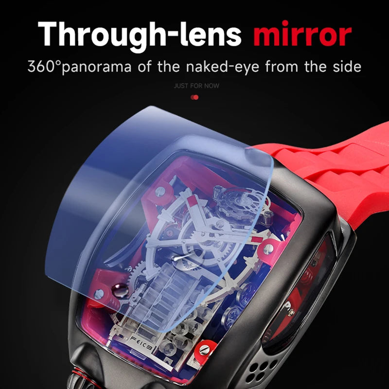 Red Supercar Mechanical Watch Inspired by Car Engine