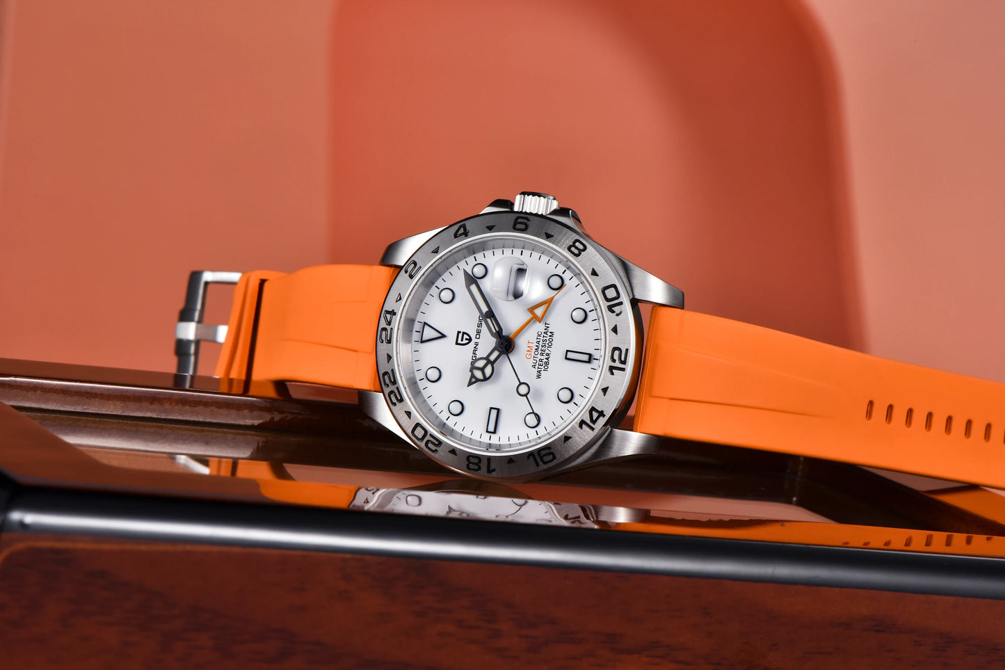 2024 GMT Horizon — White Dial & Orange Strap