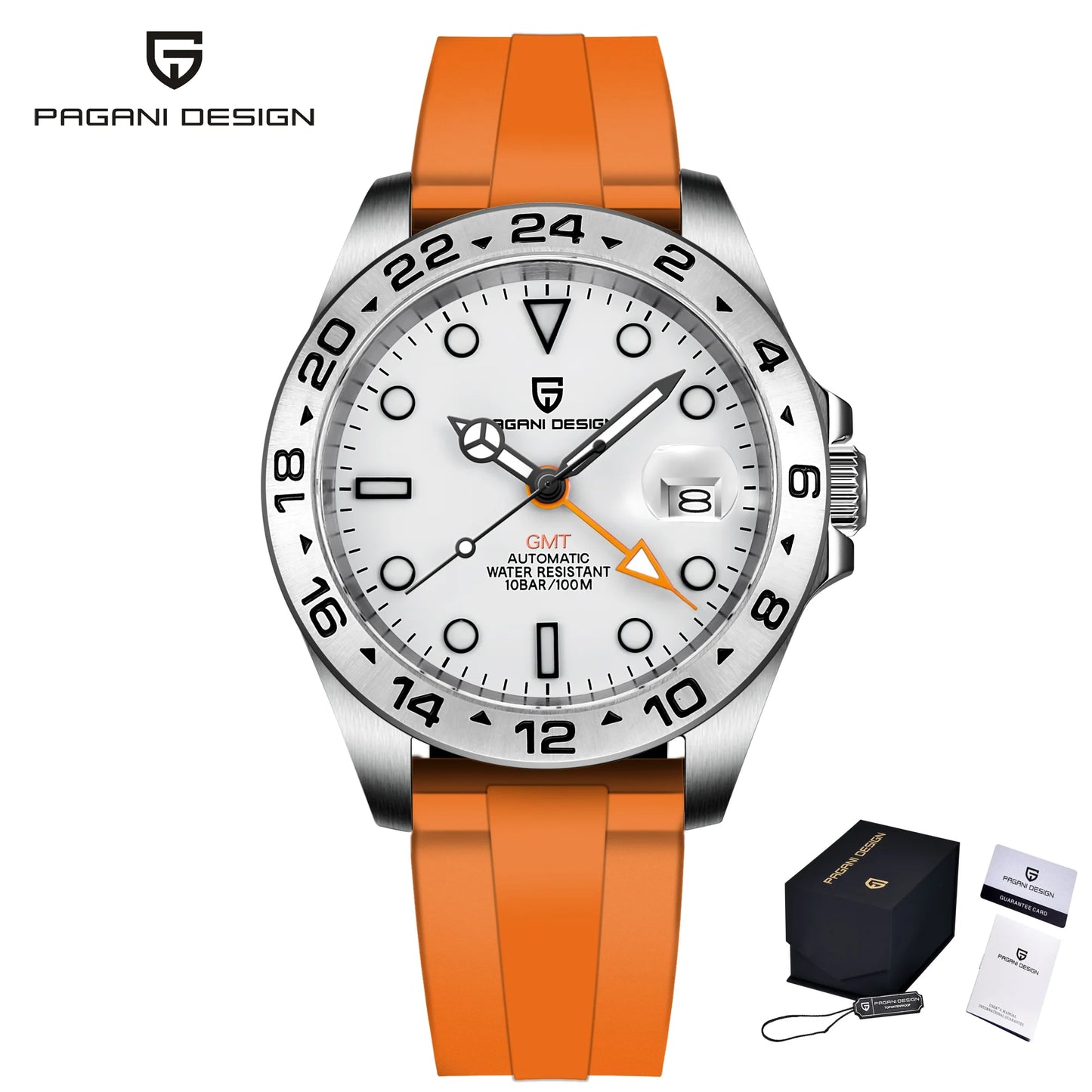 2024 GMT Horizon — White Dial & Orange Strap