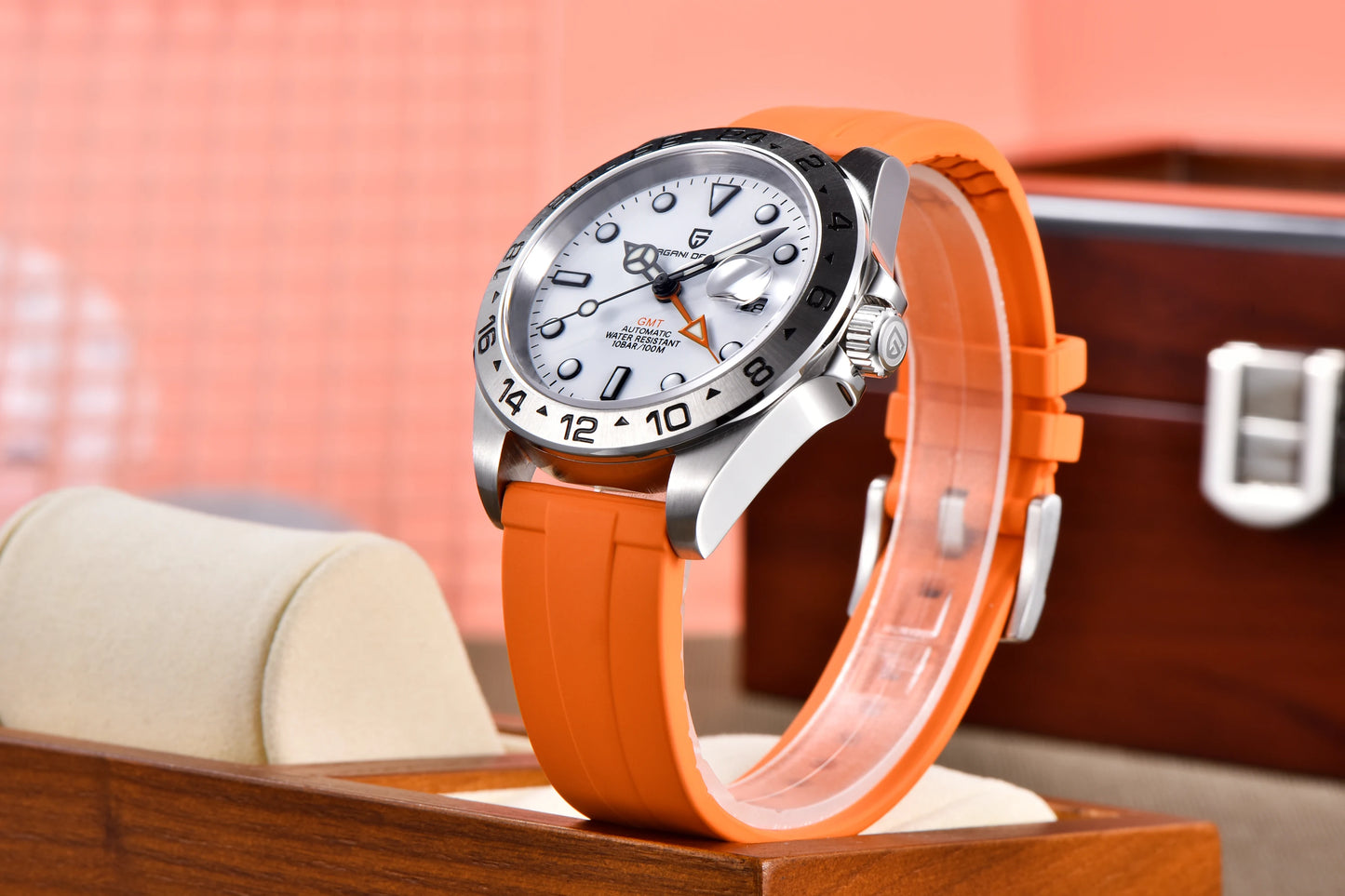 2024 GMT Horizon — White Dial & Orange Strap